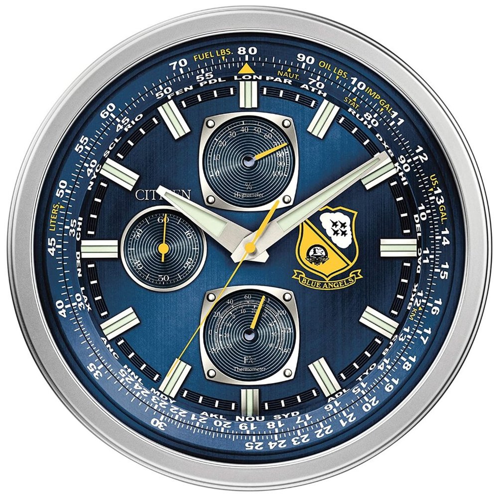 CC2030 Indoor Outdoor Wall Mounted Blue Angels Clock with Thermometer